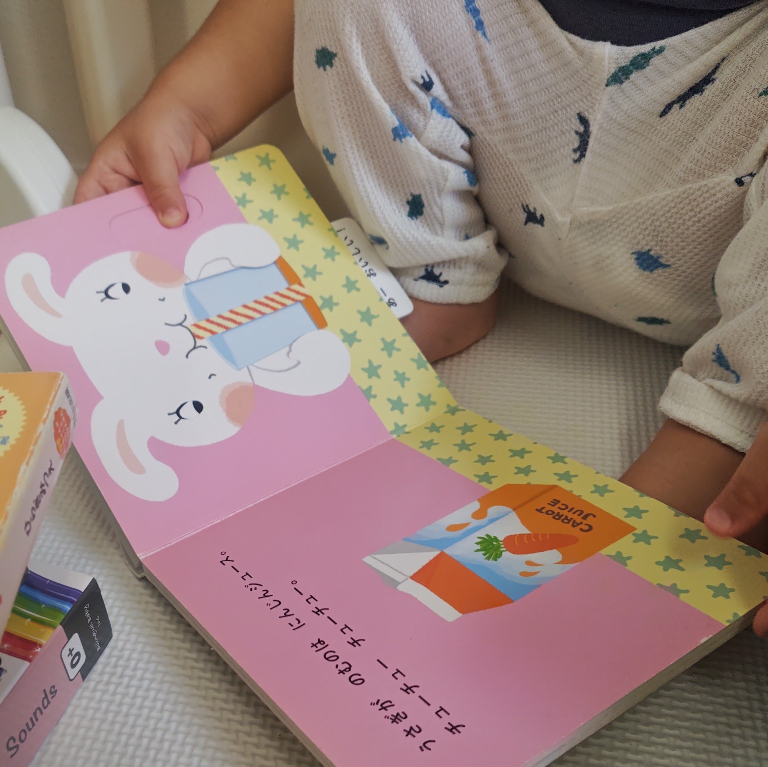 あーおいしい！を読んでいる赤ちゃん