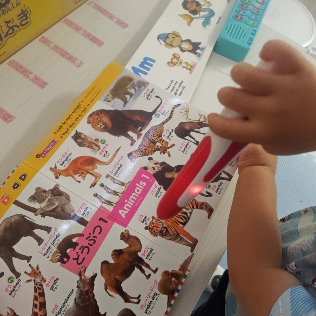 子どもがタッチペンで遊んでいる様子